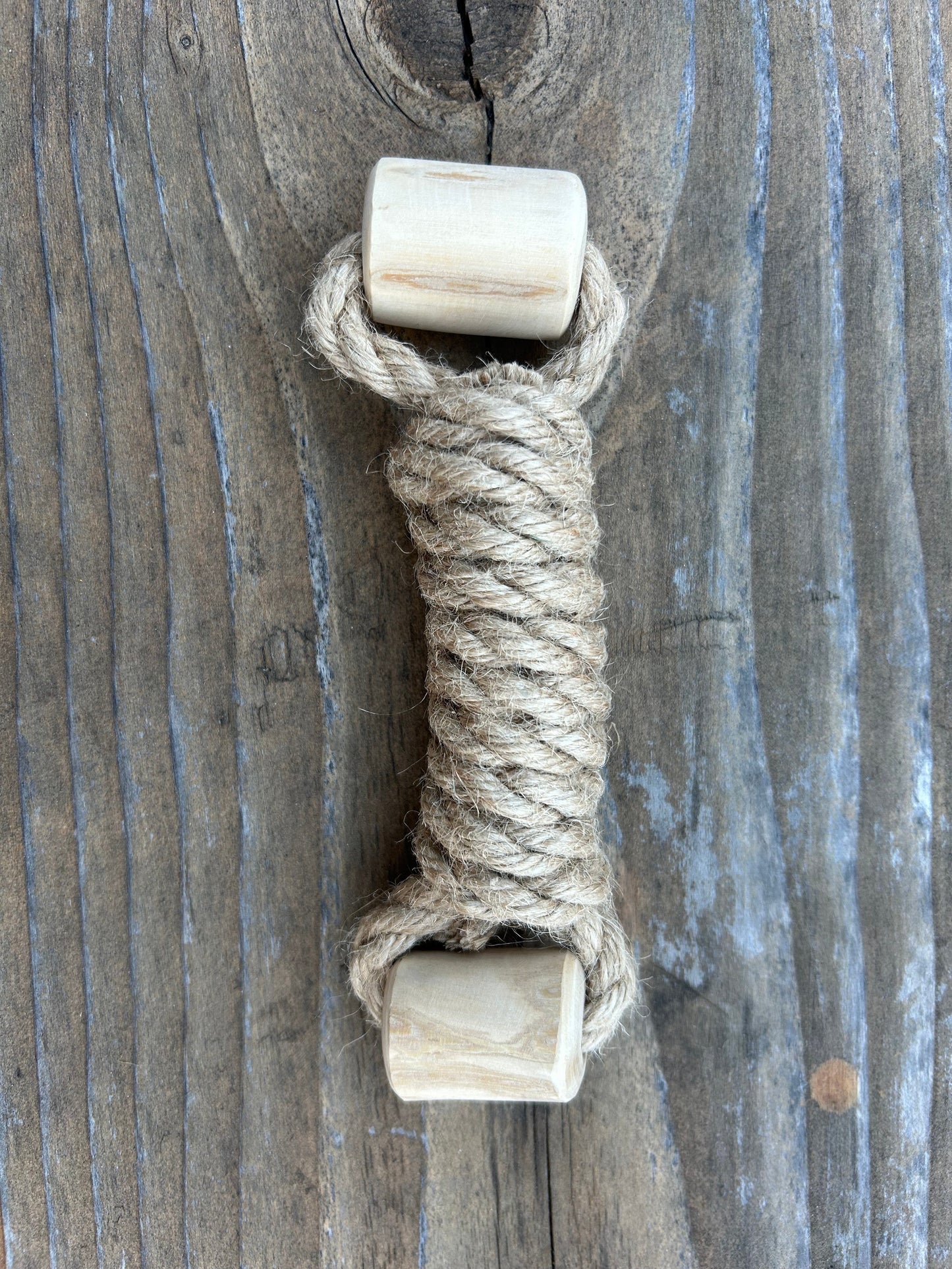 Hemp rope + coffee wood toy