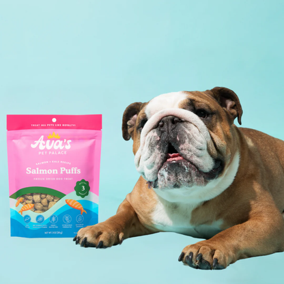 Ava's Pet Palace Freeze Dried Dog Treats - Salmon Puffs (3 oz)