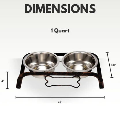 Country Living Rustic Dog Bone Elevated Feeder with 2 Stainless Steel Bowls