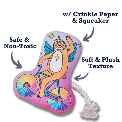 Slow Biker Plush Dog Toy – with Squeaker & Crinkle Paper for Fun Play