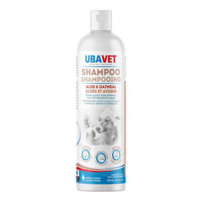 UBAVET Aloe & Oatmeal Shampoo for Dogs & Cats – Gentle Hydrating Formula – (16.9 fl oz / 500ml)