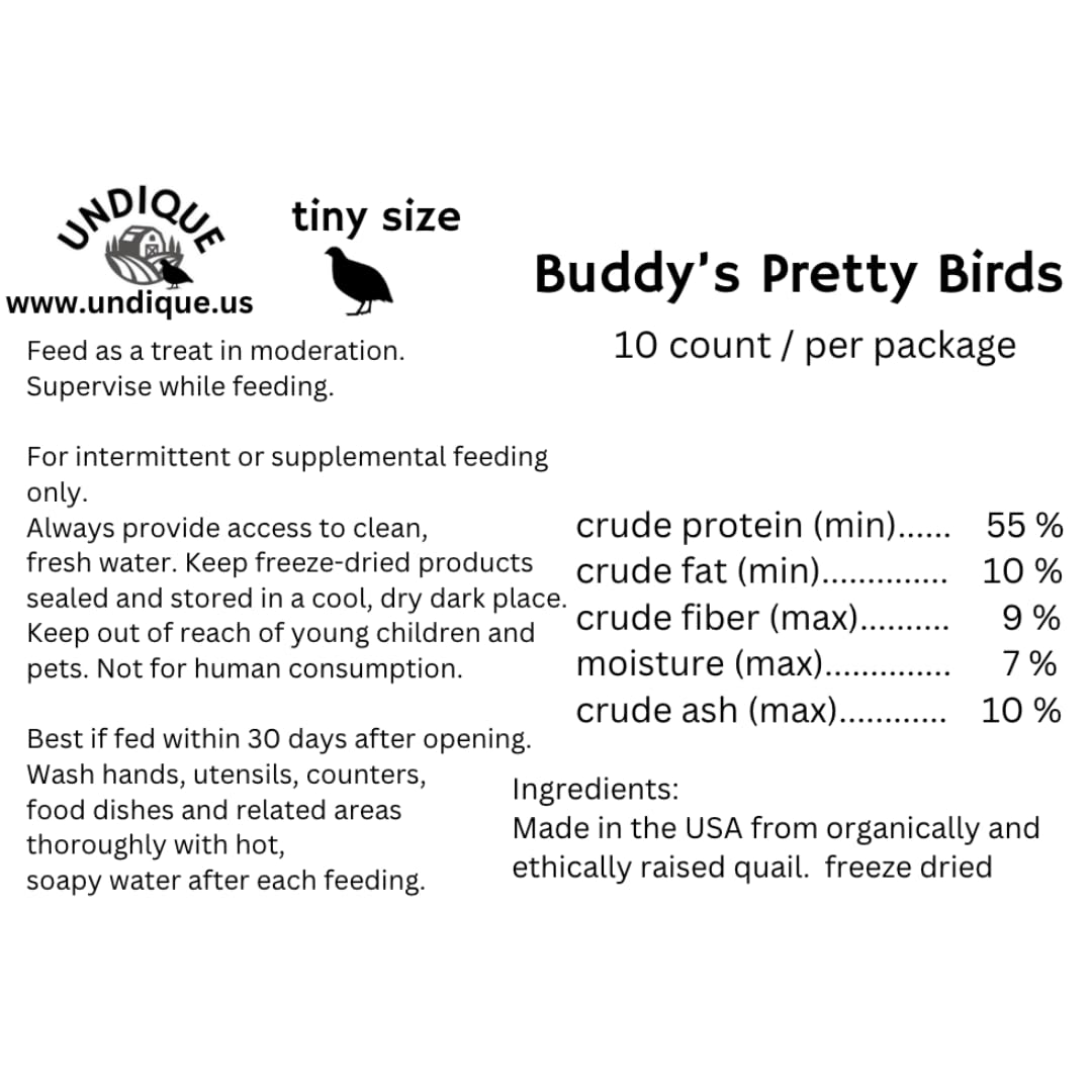 Quail Whole Chick Treats, 10 Count - Tiny, dehydrated Small Premium cat and Dog Treat