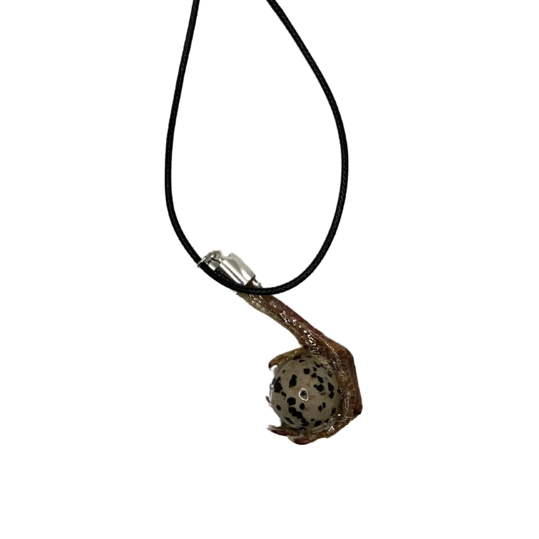 Quail Foot Necklace with Stone Resembling Quail Egg