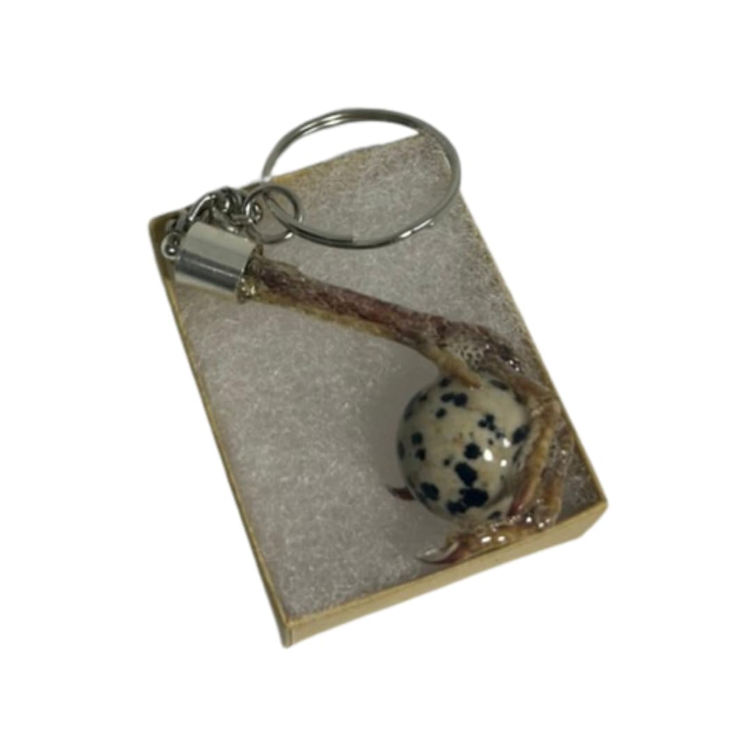 Quail Foot Keychain with Faux Quail Egg Stone