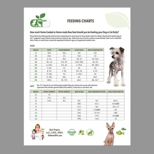 Homemade Pet Food Feeding Chart