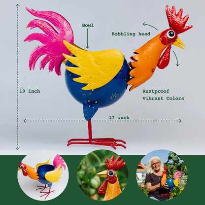 Henry McCluck: Head-Bobbling Metal Rooster Yard Art