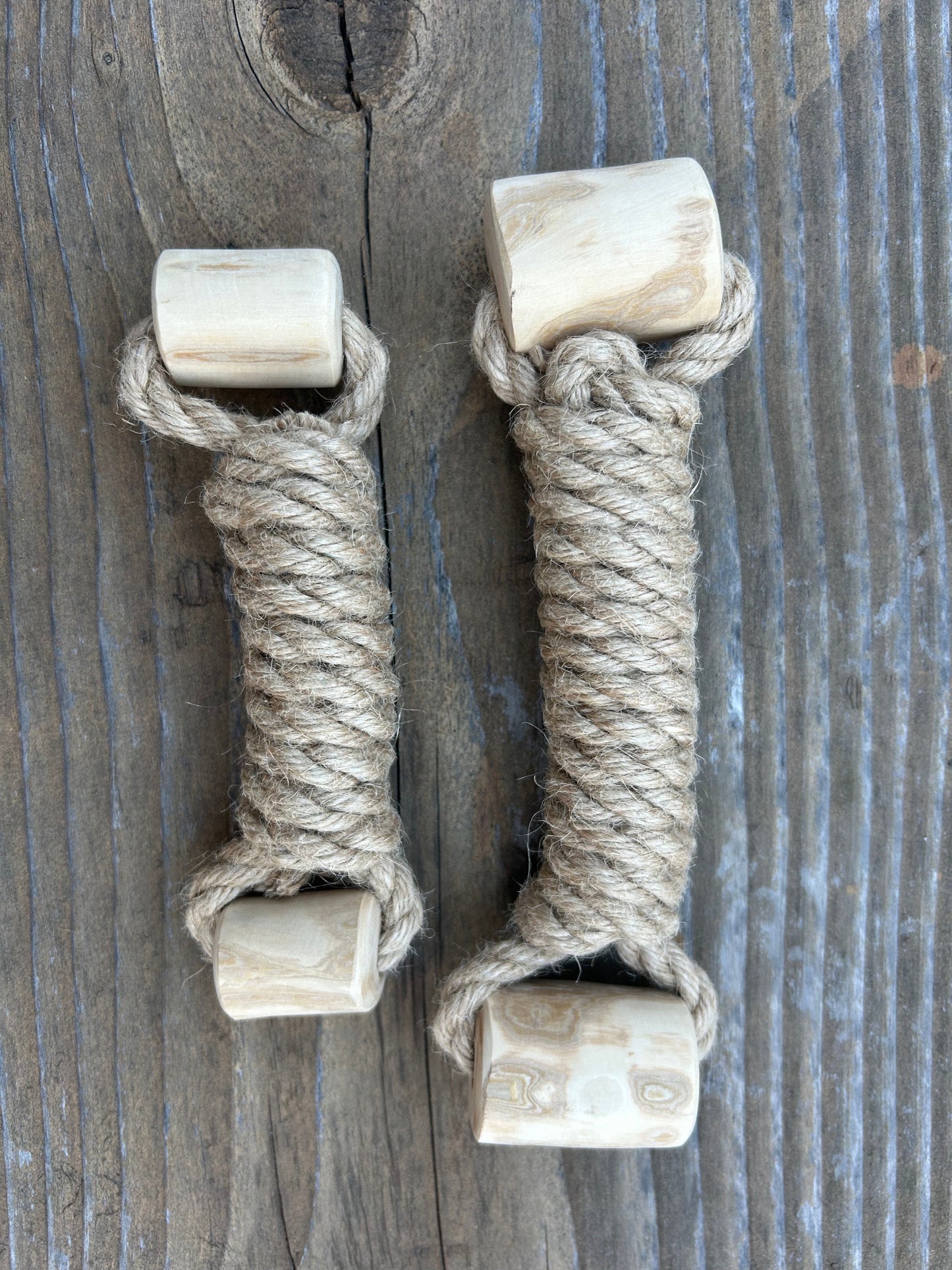 Hemp rope + coffee wood toy