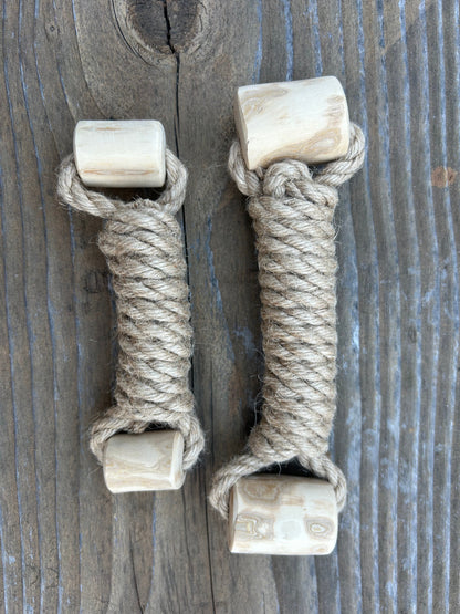 Hemp rope + coffee wood toy