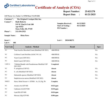 Pre-Order Hista Paws – with Quercetin for Dogs and Cats