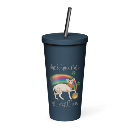 "MY SPHYNX CAT IS MY LUCKY CHARM" - TUMBLER