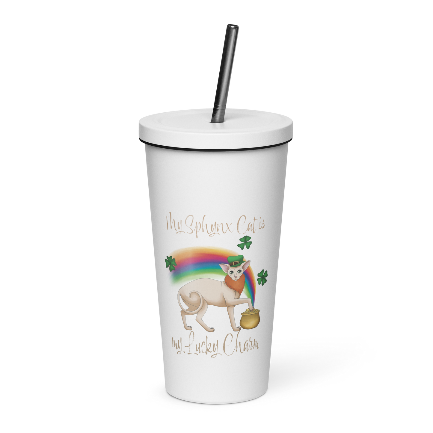 "MY SPHYNX CAT IS MY LUCKY CHARM" - TUMBLER