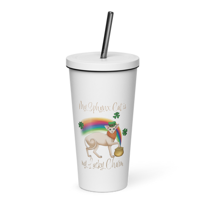 "MY SPHYNX CAT IS MY LUCKY CHARM" - TUMBLER