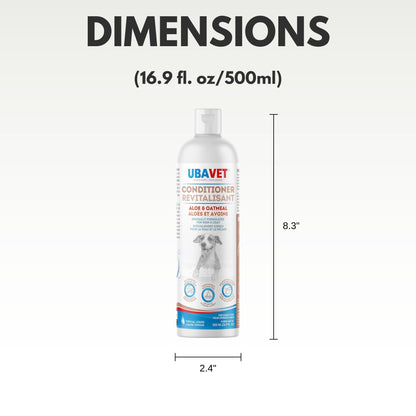 UBAVET Aloe & Oatmeal Conditioner for Dogs & Cats – Nourishing & Soothing Formula for Sensitive Skin – (16.9 fl oz / 500ml)