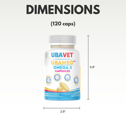 UBAVET Ubameg EFA 1000mg Omega-3 Fatty Acid Capsules for Dogs & Cats (120 caps)