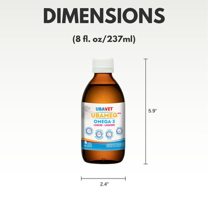 UBAVET Ubameg Omega-3 Fatty Acid Liquid for Dogs & Cats –  (8 fl oz / 237ml)