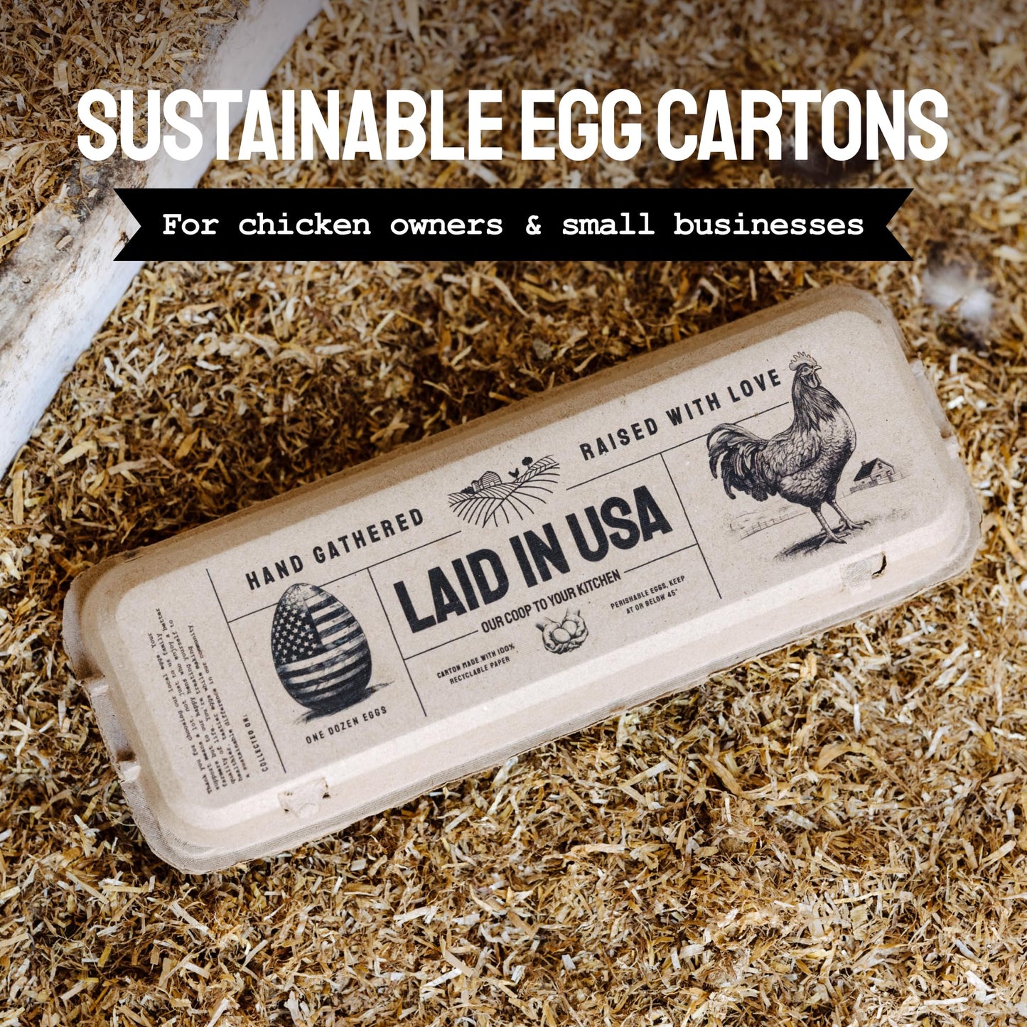 Laid in USA: Reusable, Compostable Egg Cartons (Bulk)