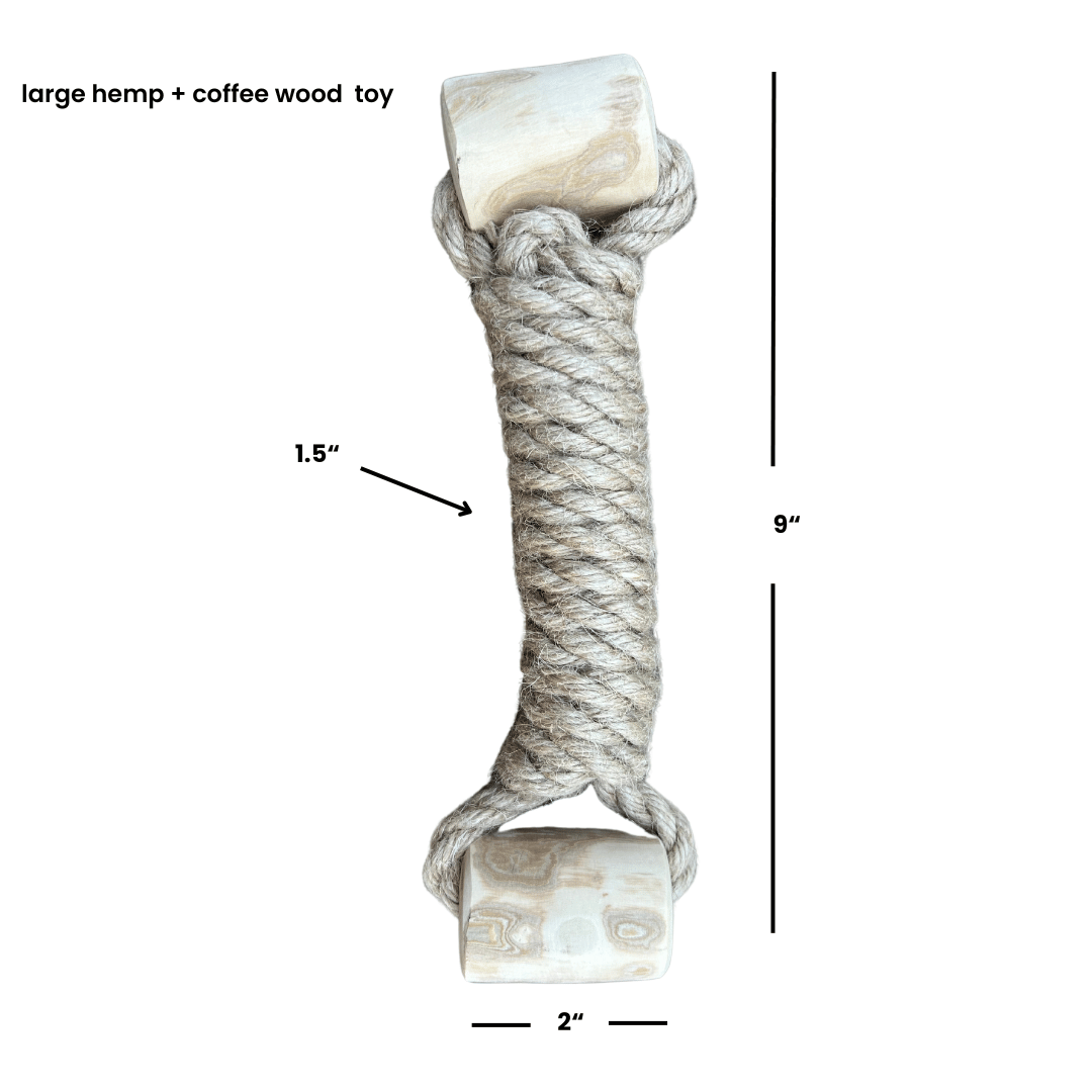Hemp rope + coffee wood toy