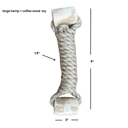 Hemp rope + coffee wood toy