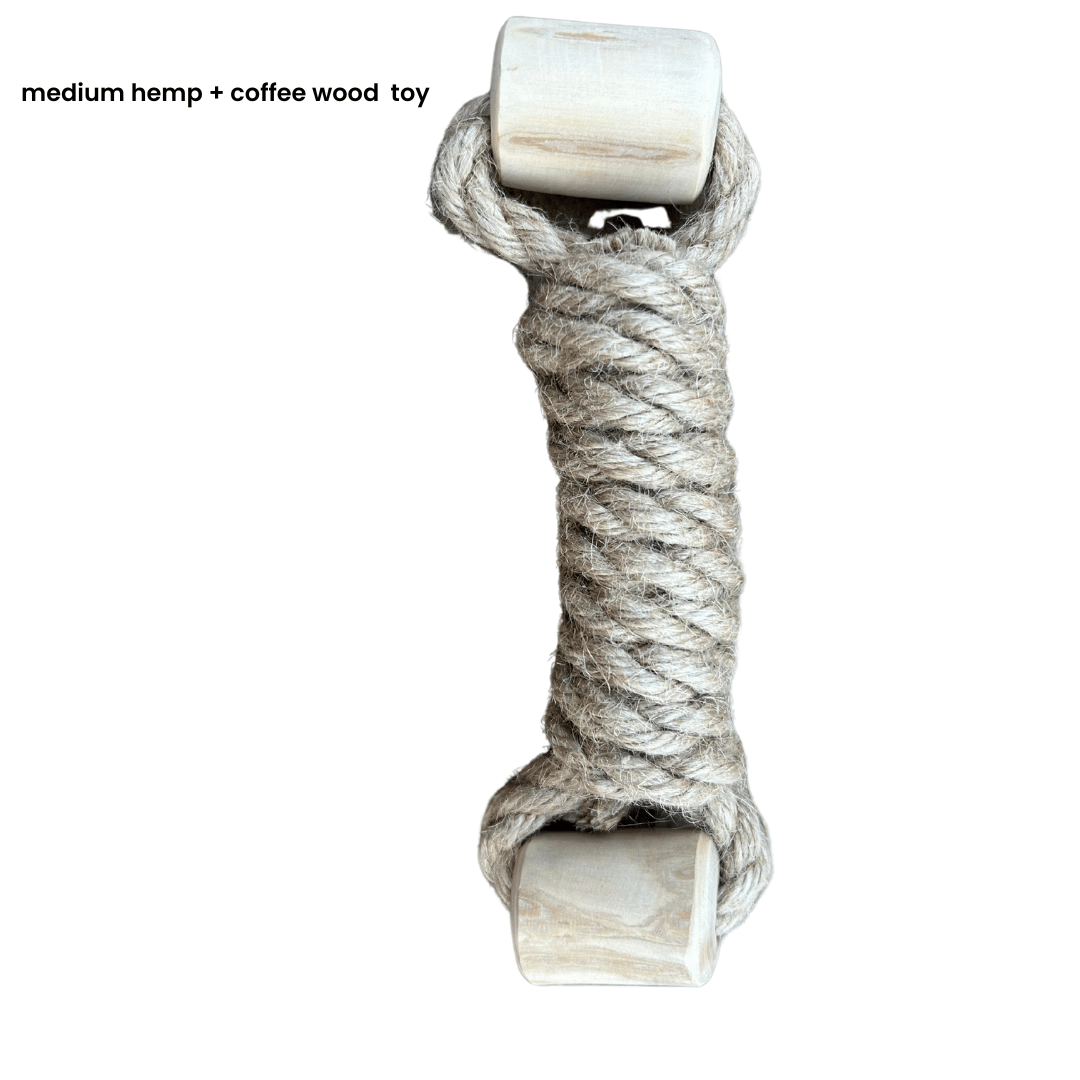 Hemp rope + coffee wood toy