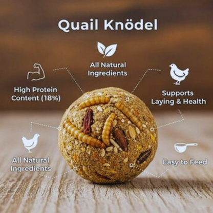 Quail & Gamebird Knödel — Enrichment Feed Ball with Mealworms 2 pack