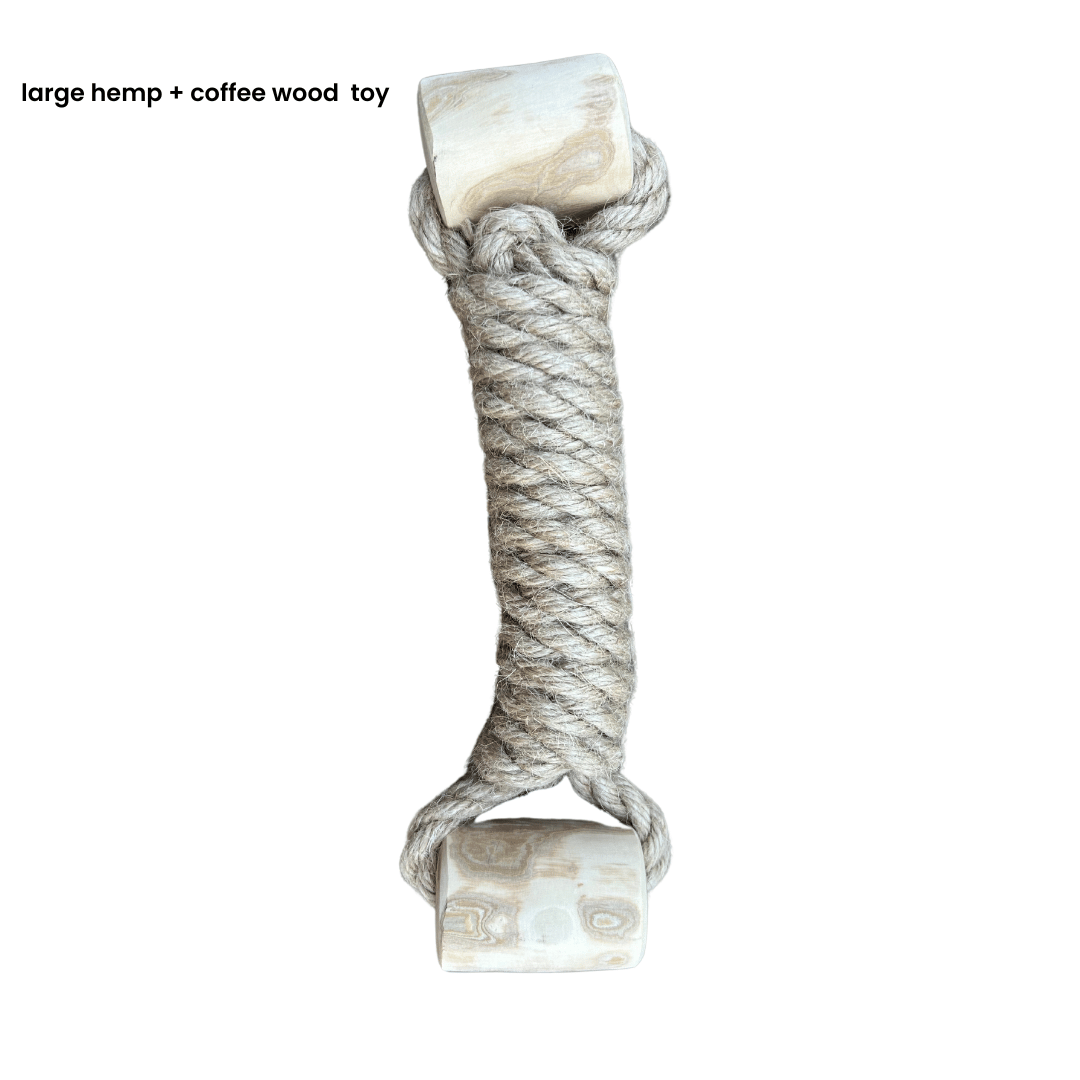 Hemp rope + coffee wood toy