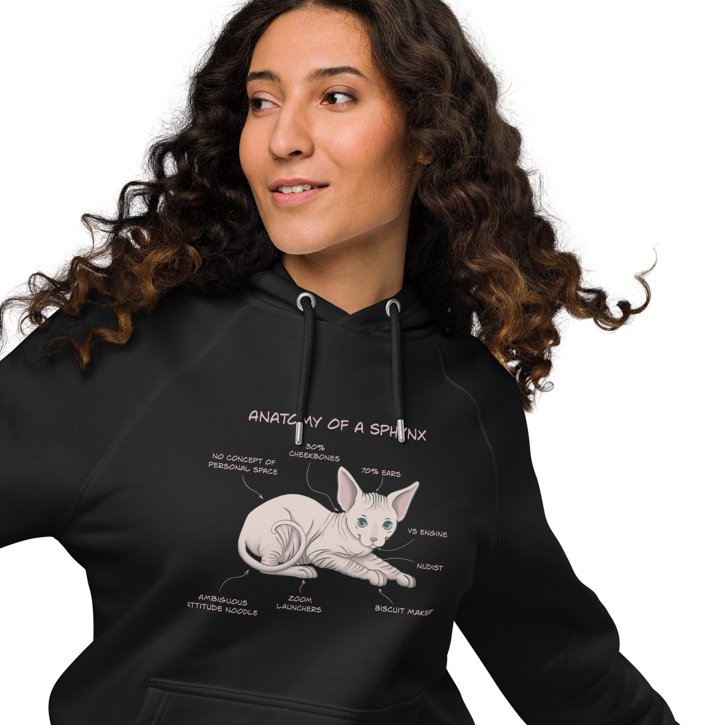 "ANATOMY OF A SPHYNX" WOMEN'S ECO HOODIE