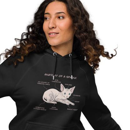 "ANATOMY OF A SPHYNX" WOMEN'S ECO HOODIE