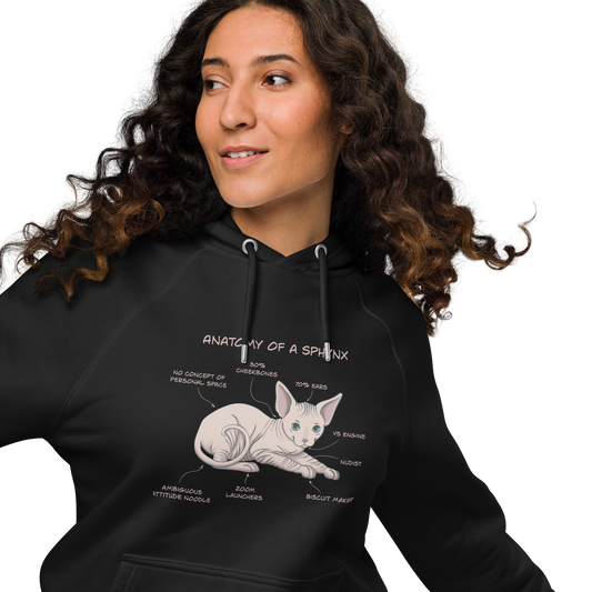 "ANATOMY OF A SPHYNX" WOMEN'S ECO HOODIE
