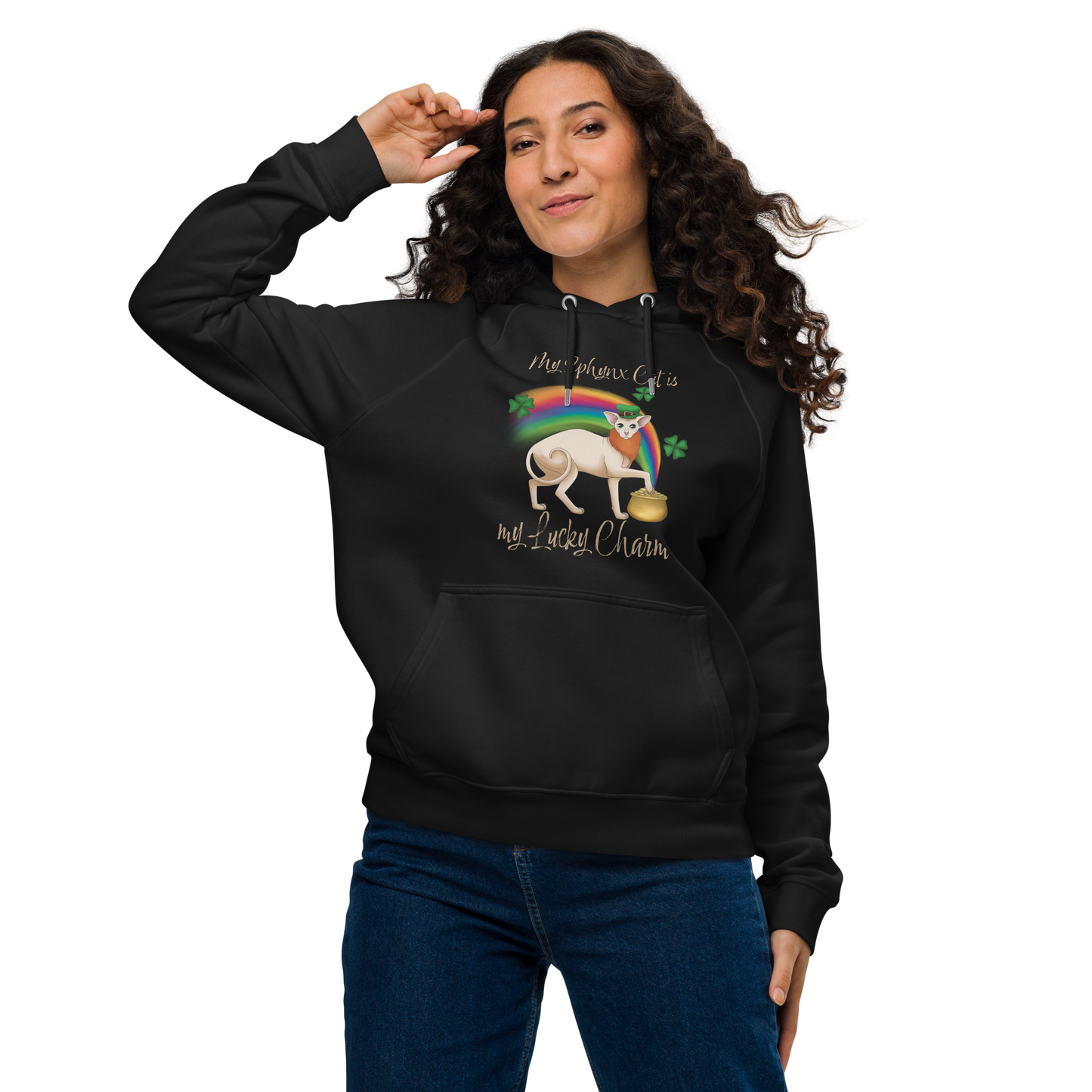 "MY SPHYNX IS MY LUCKY CHARM" WOMEN'S ECO HOODIE