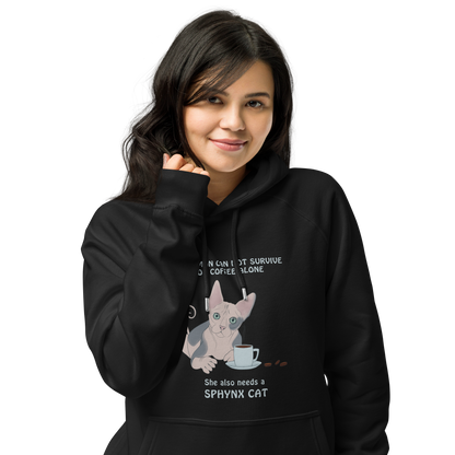 "WOMAN CAN'T SURVIVE ON COFFEE ALONE" ECO HOODIE