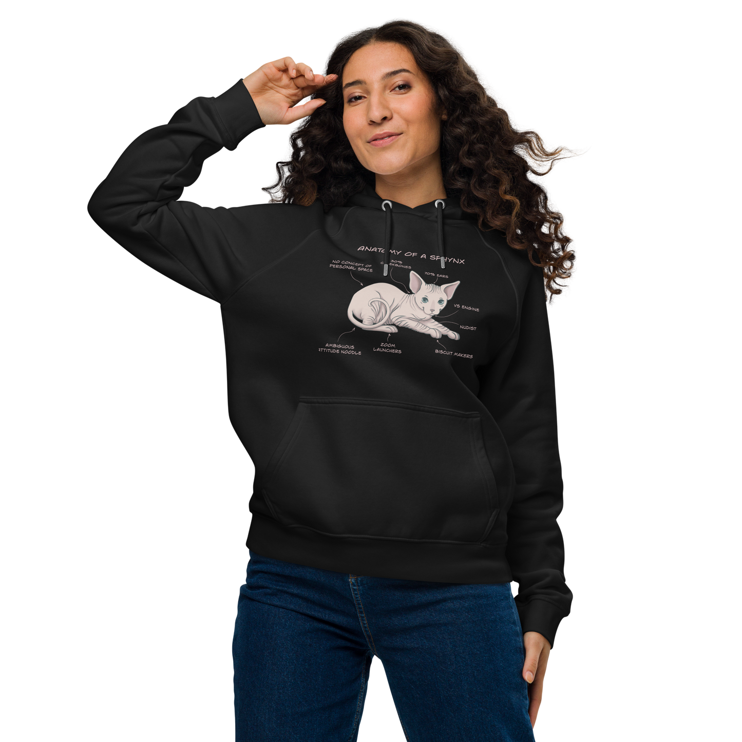 "ANATOMY OF A SPHYNX" WOMEN'S ECO HOODIE