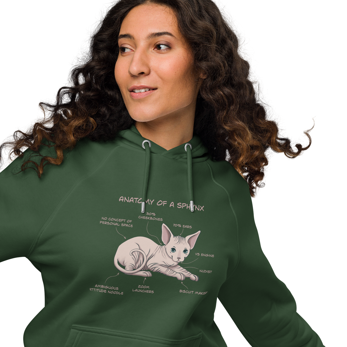 "ANATOMY OF A SPHYNX" WOMEN'S ECO HOODIE