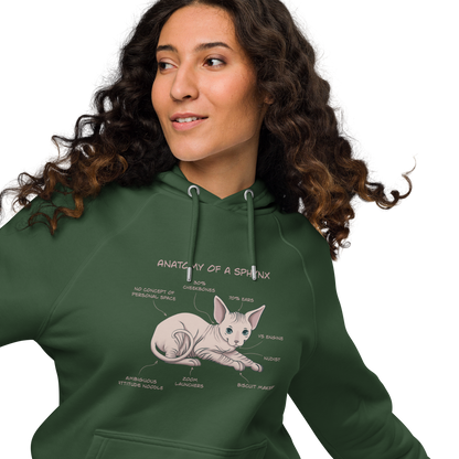 "ANATOMY OF A SPHYNX" WOMEN'S ECO HOODIE