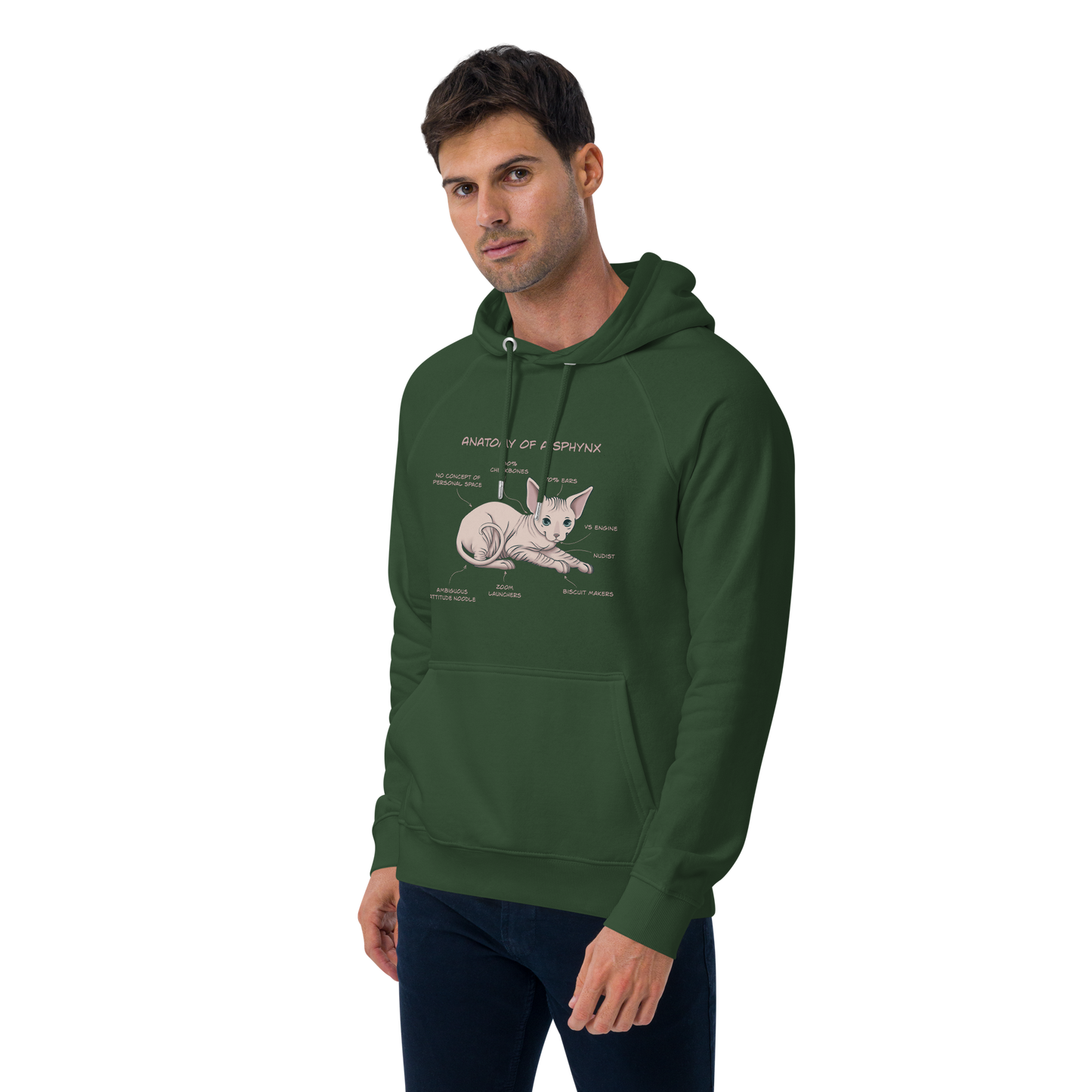 "ANATOMY OF A SPHYNX" UNISEX ECO HOODIE