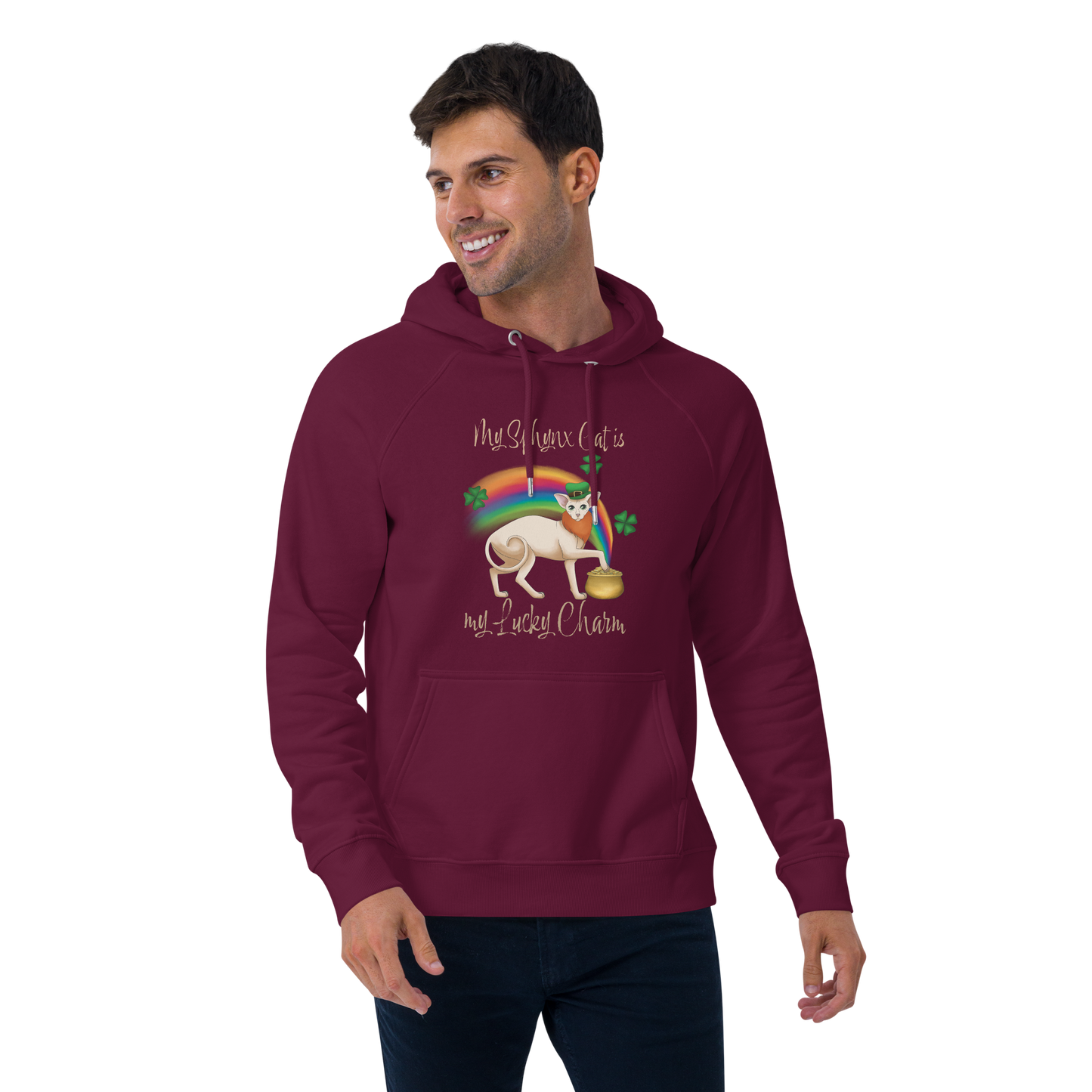 "MY SPHYNX IS MY LUCKY CHARM" UNISEX ECO HOODIE