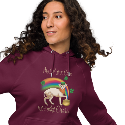 "MY SPHYNX IS MY LUCKY CHARM" WOMEN'S ECO HOODIE