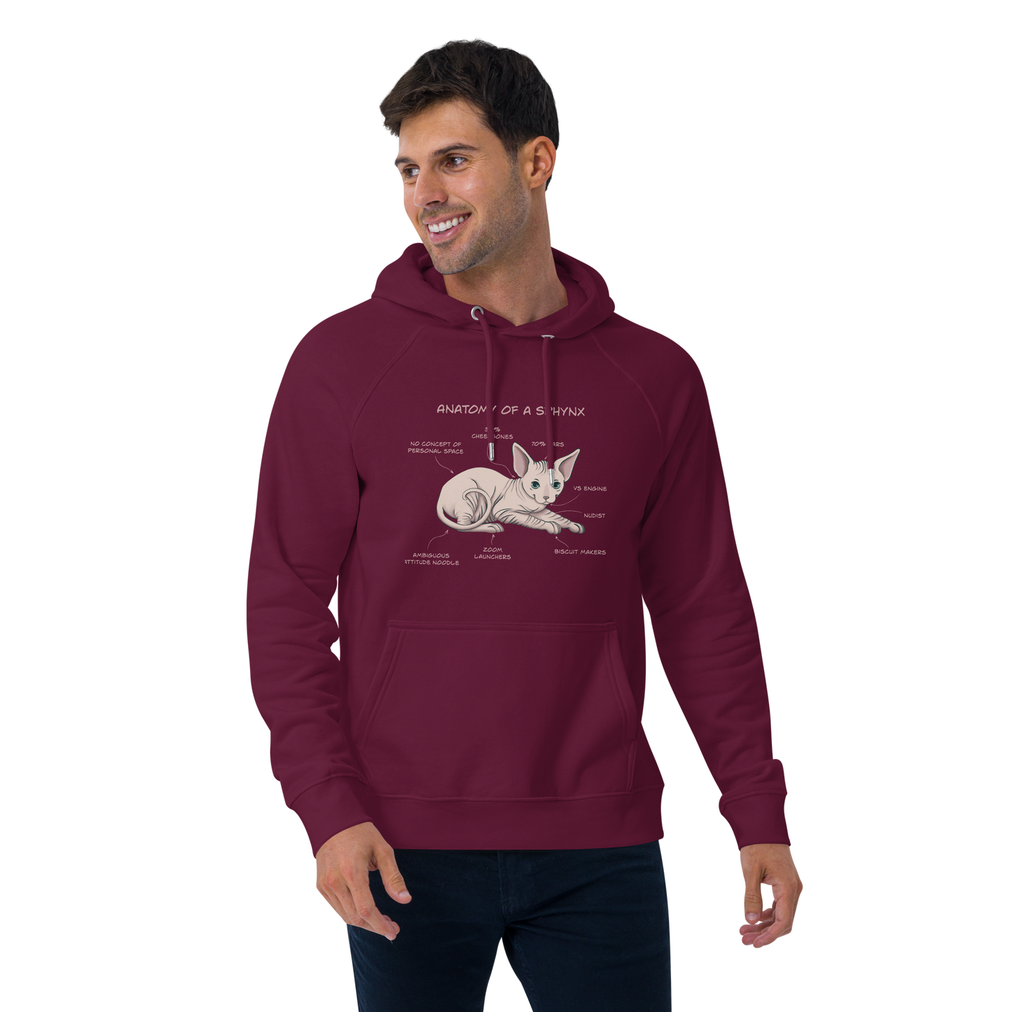 "ANATOMY OF A SPHYNX" UNISEX ECO HOODIE