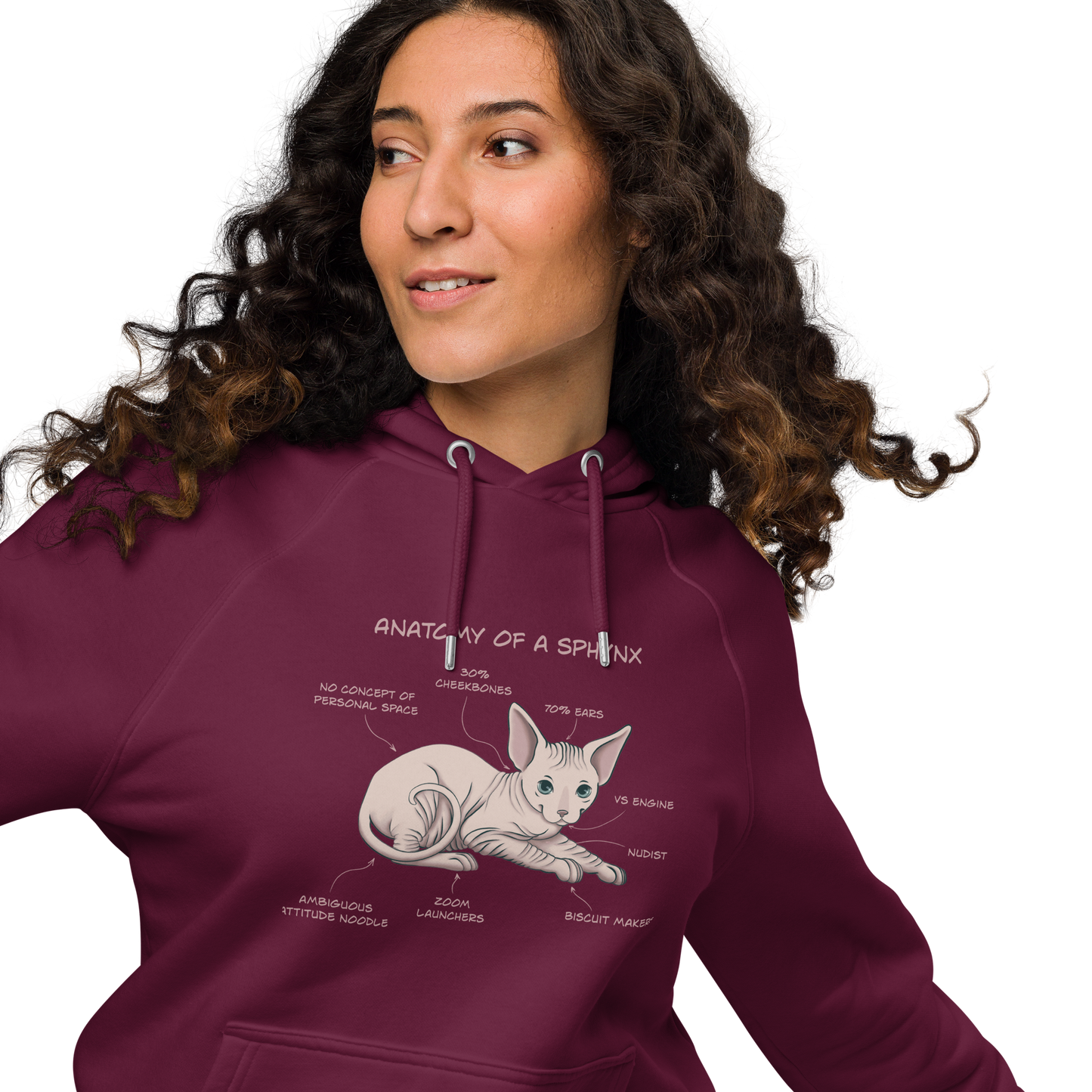 "ANATOMY OF A SPHYNX" WOMEN'S ECO HOODIE