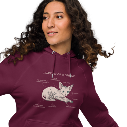 "ANATOMY OF A SPHYNX" WOMEN'S ECO HOODIE