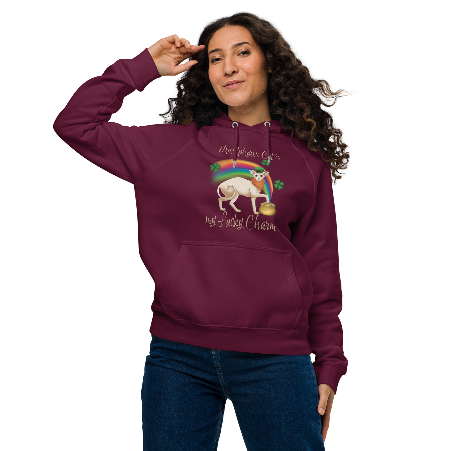 "MY SPHYNX IS MY LUCKY CHARM" WOMEN'S ECO HOODIE