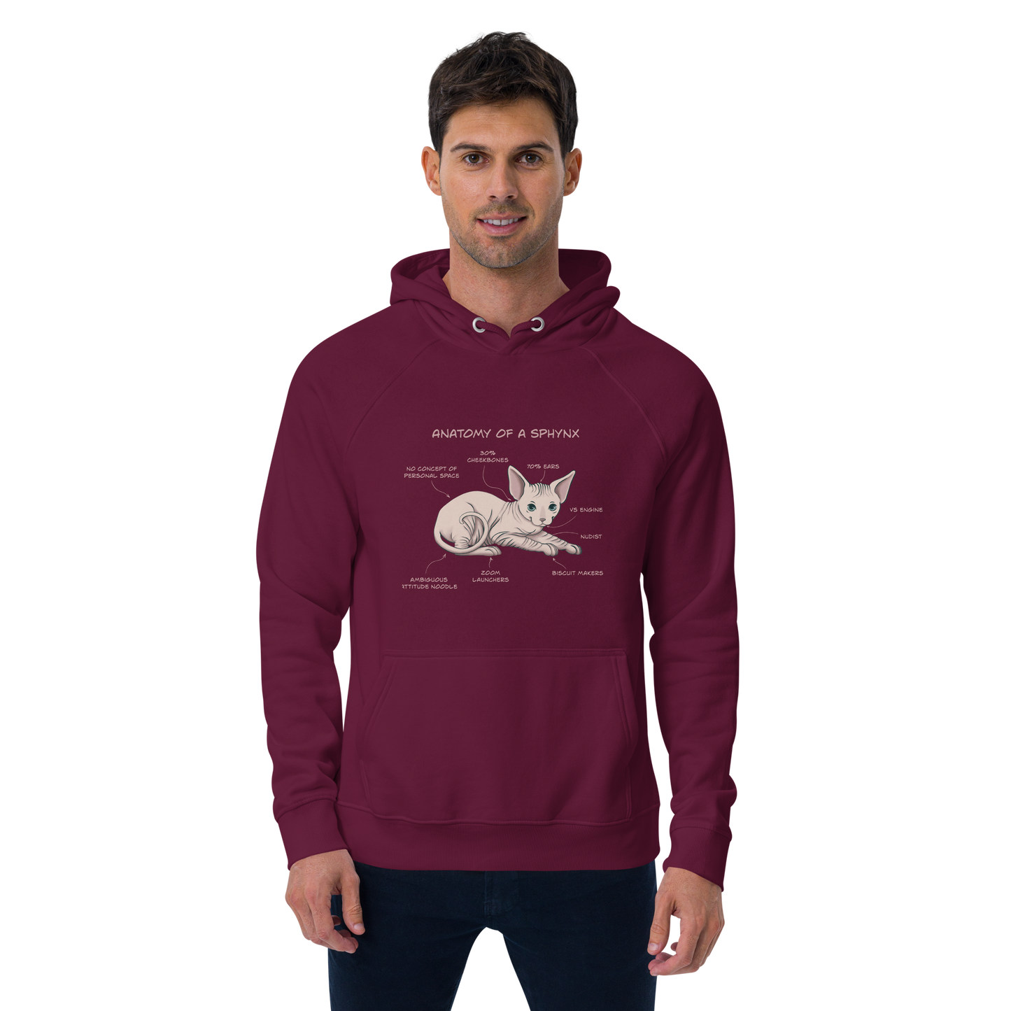 "ANATOMY OF A SPHYNX" UNISEX ECO HOODIE