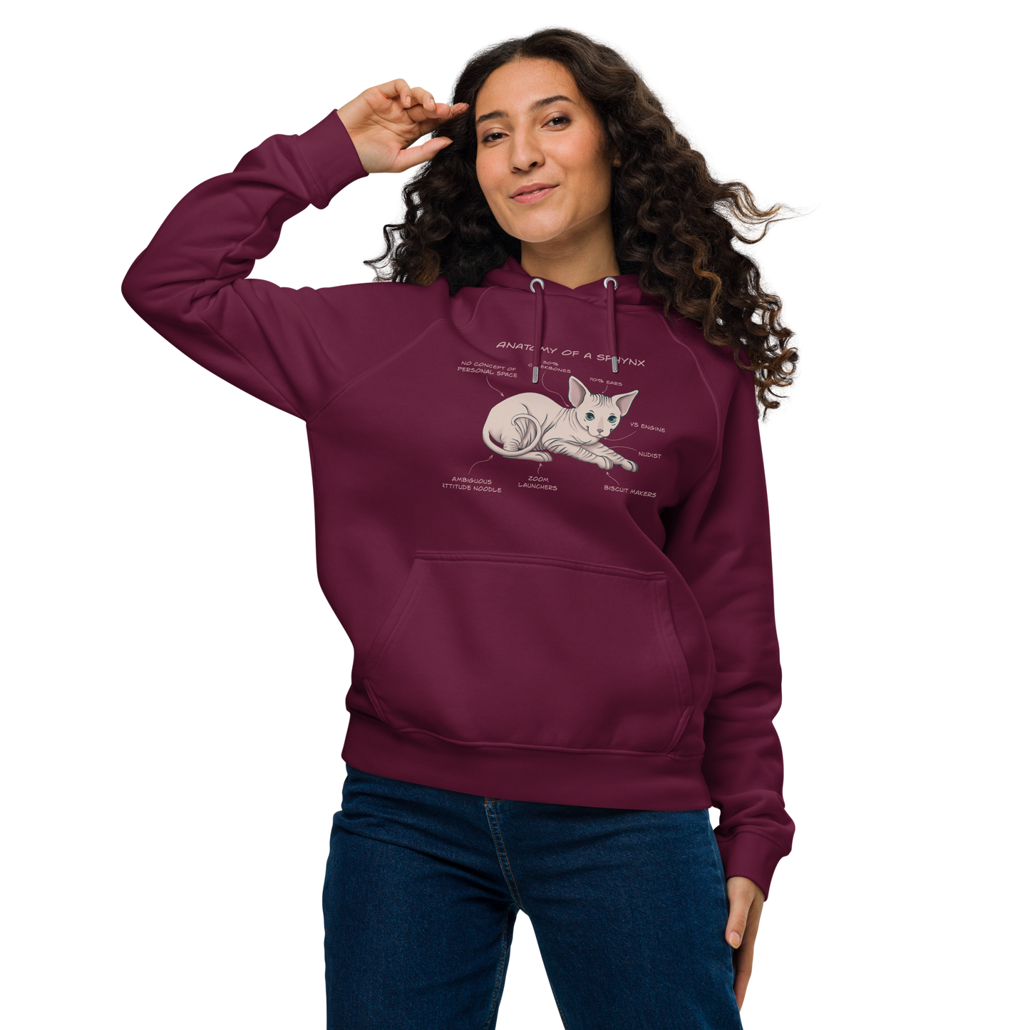 "ANATOMY OF A SPHYNX" WOMEN'S ECO HOODIE