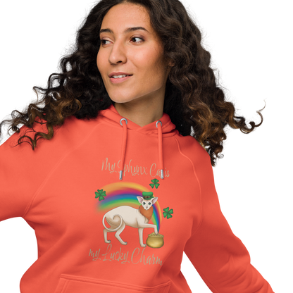 "MY SPHYNX IS MY LUCKY CHARM" WOMEN'S ECO HOODIE