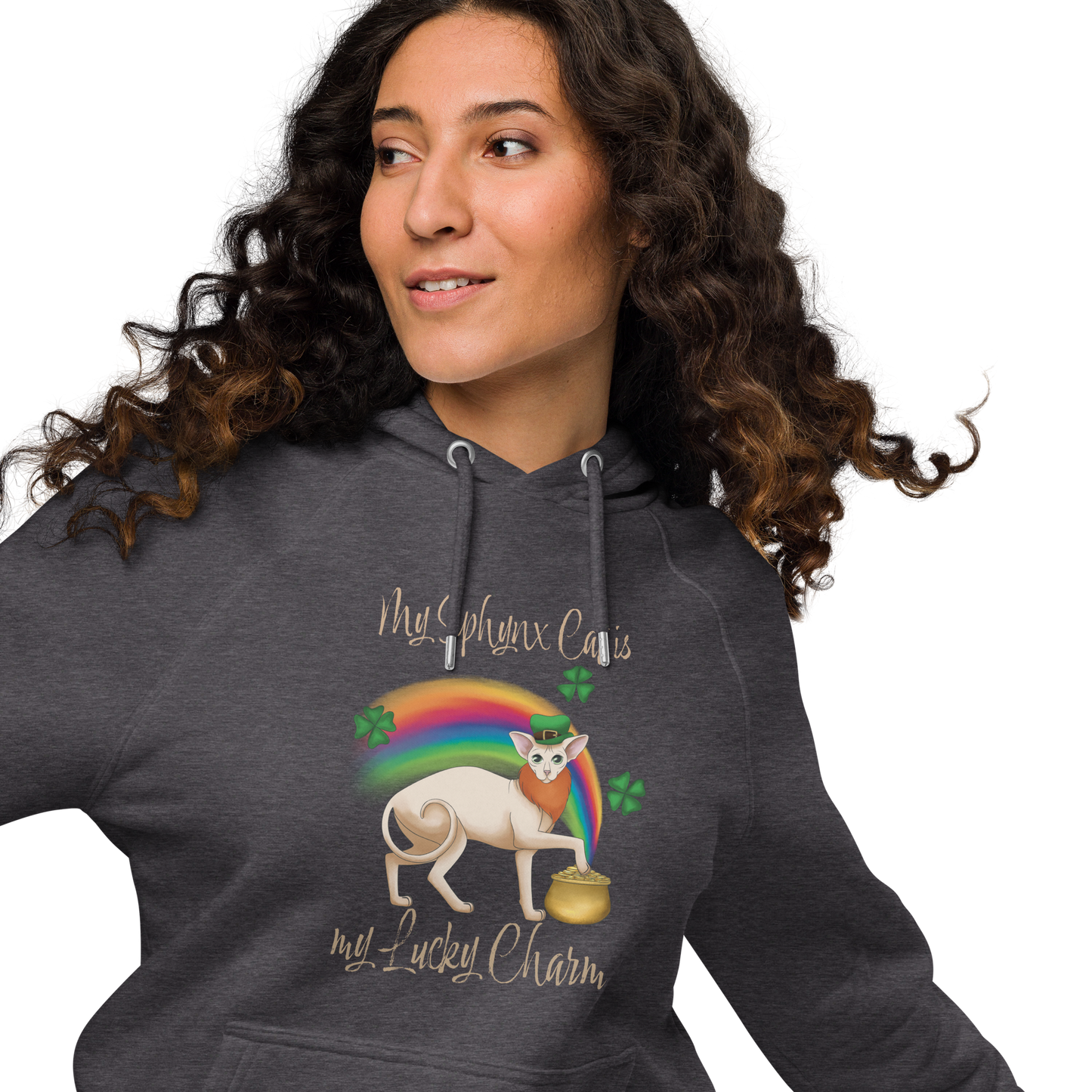 "MY SPHYNX IS MY LUCKY CHARM" WOMEN'S ECO HOODIE