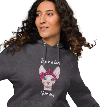 "NEVER A BAD HAIR DAY" UNISEX ECO HOODIE