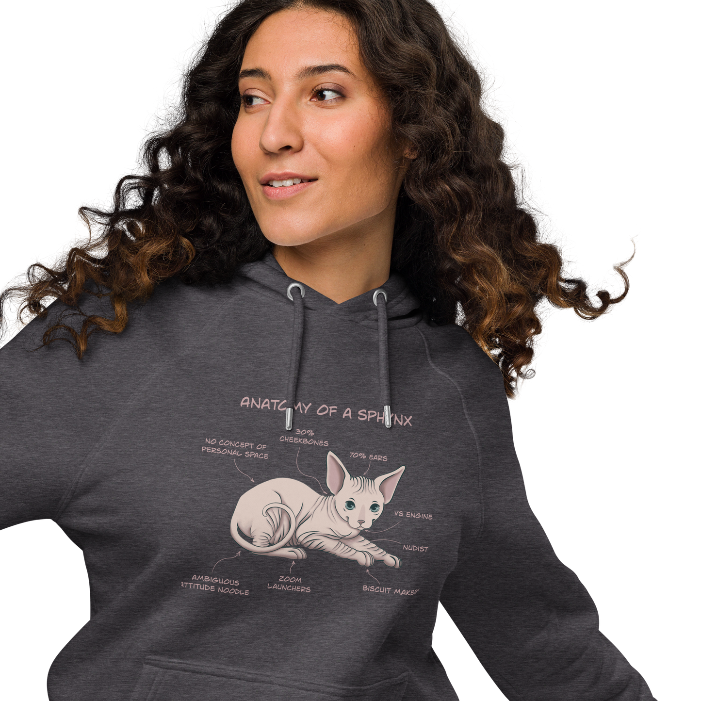 "ANATOMY OF A SPHYNX" WOMEN'S ECO HOODIE