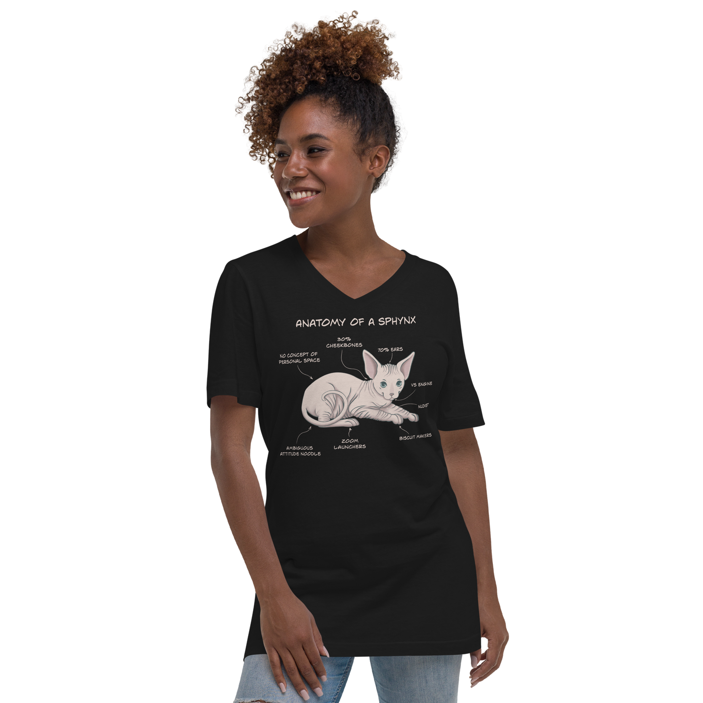 "ANATOMY OF A SPHYNX" WOMAN'S V-NECK TEE