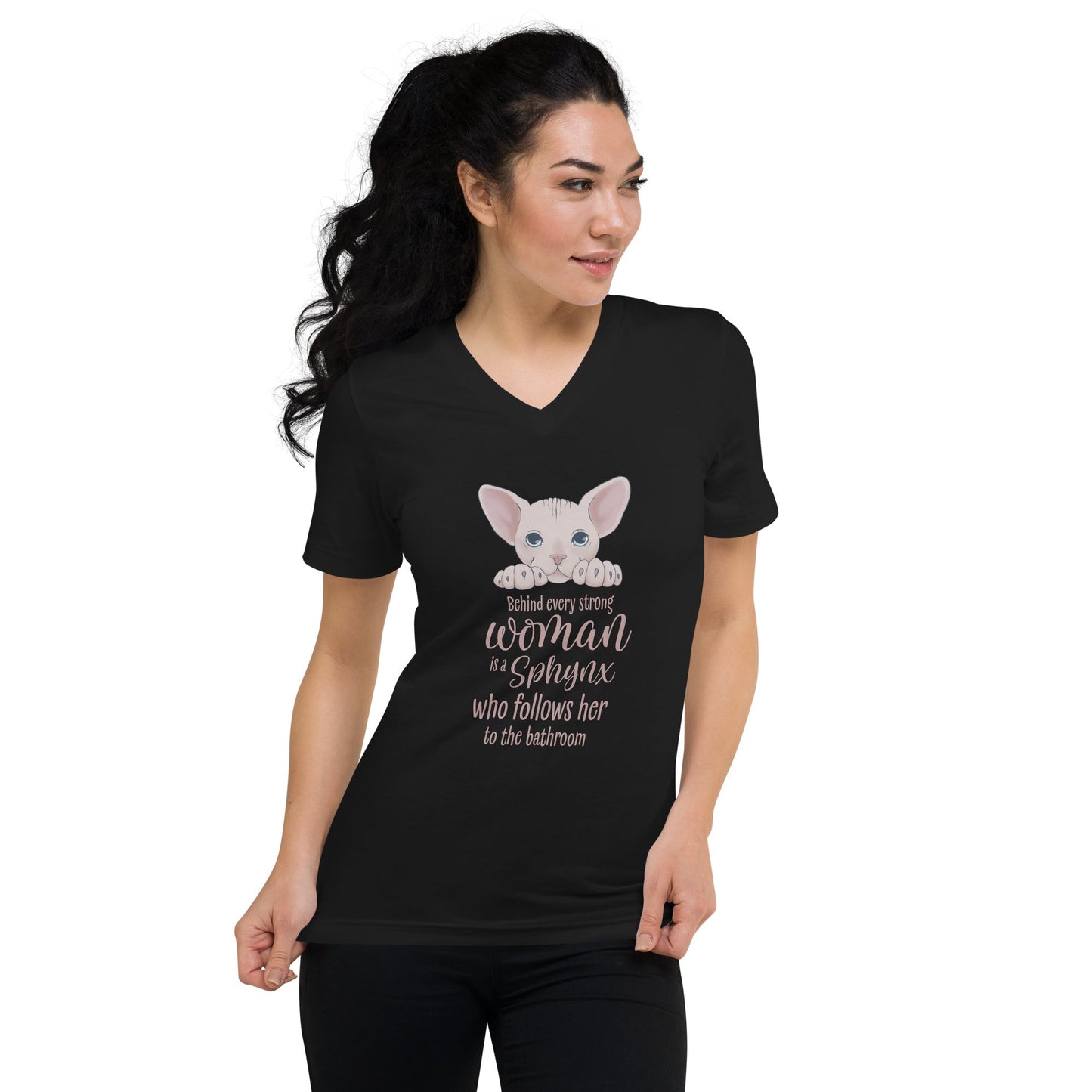"BEHIND EVERY WOMAN"... SPHYNX V-NECK TEE
