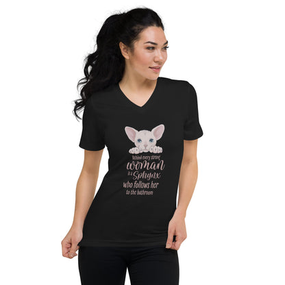 "BEHIND EVERY WOMAN"... SPHYNX V-NECK TEE