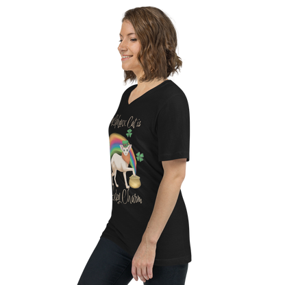 "MY SPHYNX CAT IS MY LUCKY CHARM" - V-NECK UNISEX TEE